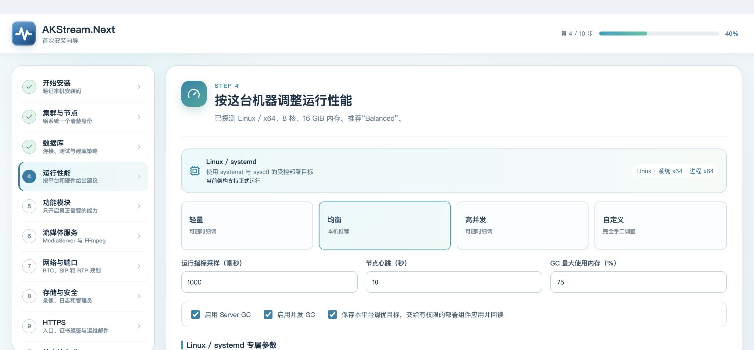 Actual step 4: hardware probe and performance profile page